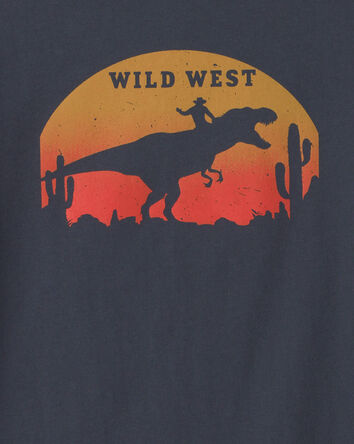 Boys 'Wild West' Dinosaur Long-Sleeve Graphic Tee - Navy Blue, 