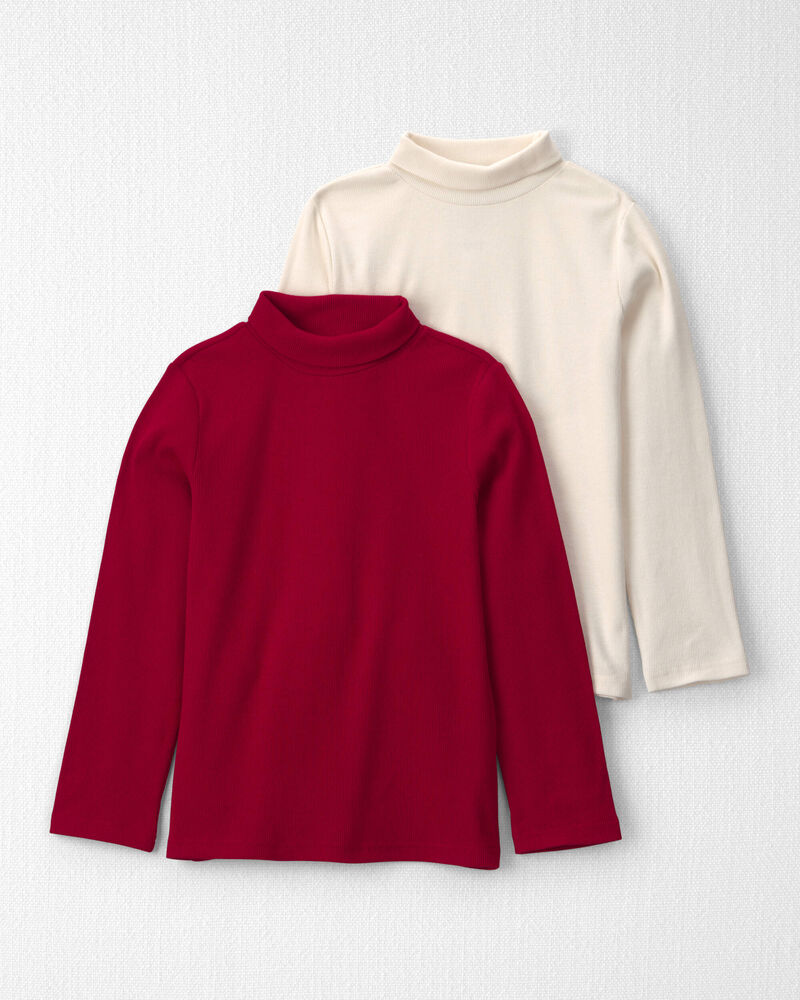 Girls 2-Pack Organic Cotton Ribbed Mock Neck Tops, image 1 of 5 slides