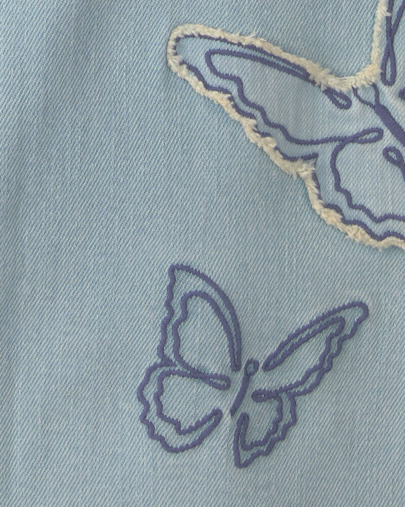 Filles - Jean &eacute;court&eacute; &agrave; jambe large et motif papillon - D&eacute;lav&eacute; clair, image 3 sur 3 diapositives