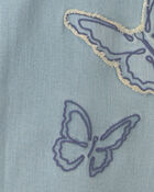 Filles - Jean &eacute;court&eacute; &agrave; jambe large et motif papillon - D&eacute;lav&eacute; clair, image 3 sur 3 diapositives