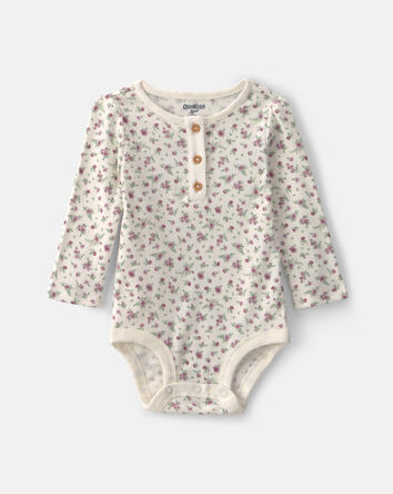 B&eacute;b&eacute; fille - Cache-couche manches longues &agrave; motif floral - Ivoire, 