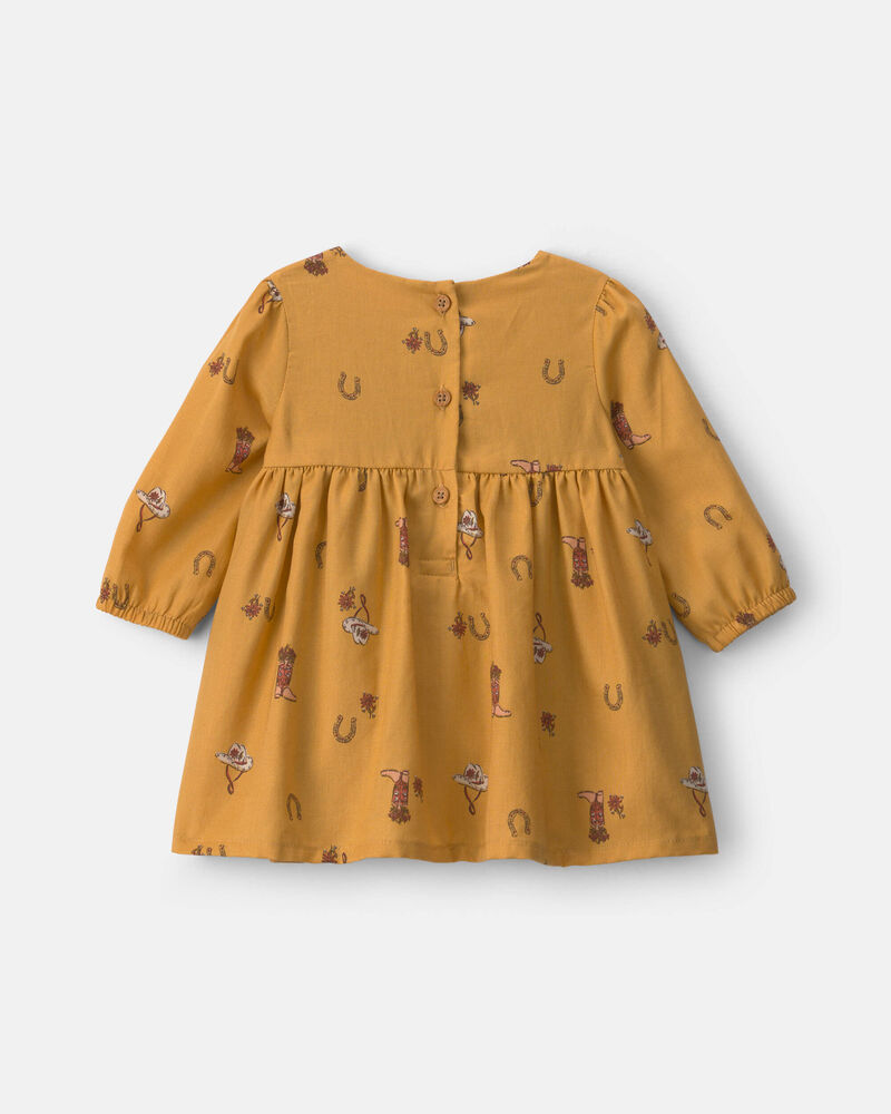 B&eacute;b&eacute; fille - Robe manches longues en serg&eacute; &agrave; motif fer &agrave; cheval &ndash; Kaki, image 2 sur 4 diapositives