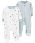 Baby 2-Pack Zip-Up Sleeper Pyjamas, image 1 of 5 slides
