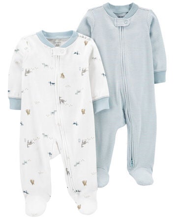 Baby 2-Pack Zip-Up Sleeper Pyjamas, 