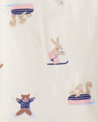 Baby Girl Bunny Winter Print 100% Cotton Long-Sleeve Snug Fit 4-Piece Pyjamas - Blue/White, image 3 of 4 slides