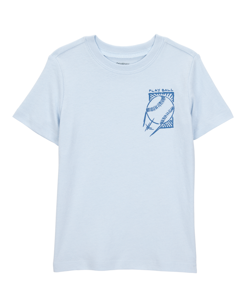 Tout-petit T-shirt à manches courtes imprimé de baseball - Bleu, image 1 sur 4 diapositives