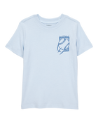 Tout-petit T-shirt à manches courtes imprimé de baseball - Bleu, image 1 sur 4 diapositives