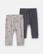 B&eacute;b&eacute; gar&ccedil;on - Emballage 2 pantalons &agrave; enfiler &agrave; manchots &ndash; Bleu marine/Gris, image 1 sur 4 diapositives