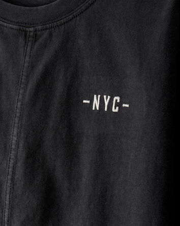 Garçons - T-shirt en coton à manches courtes NYC - Noir, 
