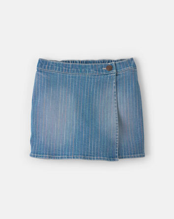 Filles - Jupe-short enveloppante &agrave; rayures arc-en-ciel - D&eacute;lav&eacute; moyen, 
