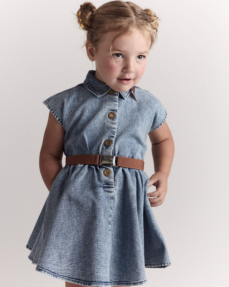 Toute-petit fille - Robe Avenue Twirl&trade; en denim au d&eacute;lav&eacute; Avenue - Bleu, image 3 sur 6 diapositives