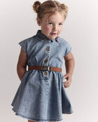 Toute-petit fille - Robe Avenue Twirl&trade; en denim au d&eacute;lav&eacute; Avenue - Bleu, image 3 sur 6 diapositives