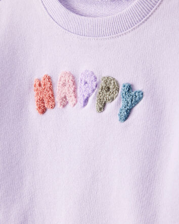 Bébé fille - Chandail à enfiler en jersey bouclette à manches longues Happy – Mauve, 