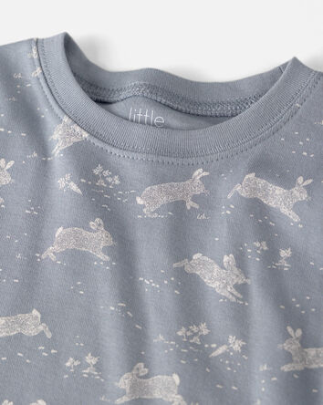 Toddler 2-Piece Organic Cotton Pyjama in Blue Bunnies Print, 