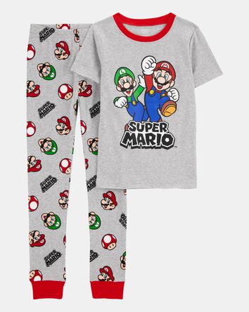 Boys Super Mario Snug Fit Cotton 2-Piece Pyjamas - Heather, 