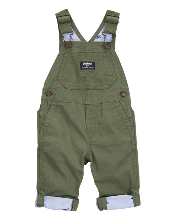 Baby Solid Canvas Overalls - Green, 