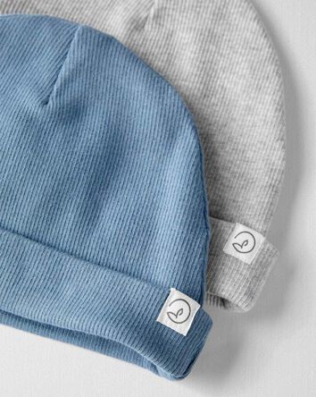 Baby 2-Pack Organic Cotton Rib Caps, 