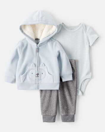 Bébé garçon - Ensemble 3 pièces cardigan à motif d’animaux, 