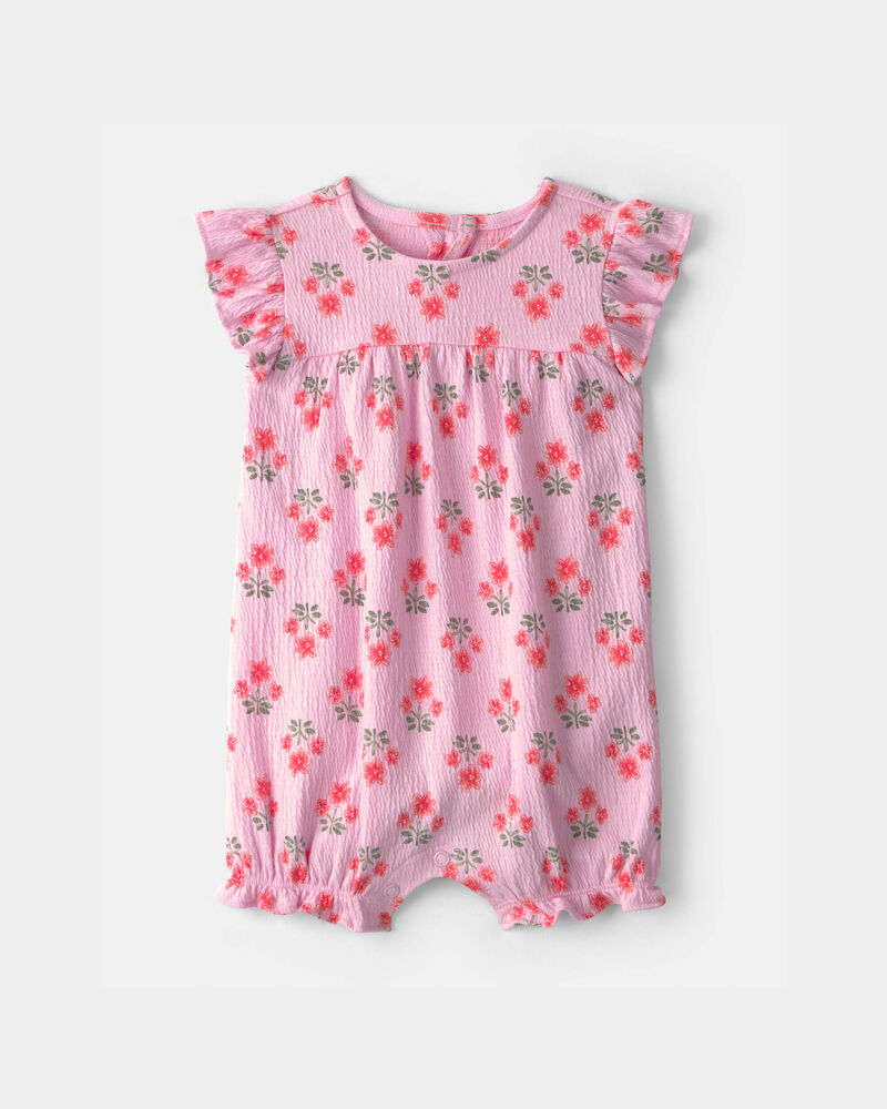 B&eacute;b&eacute; fille - Barboteuse &agrave; motif floral - Rose, image 1 sur 3 diapositives