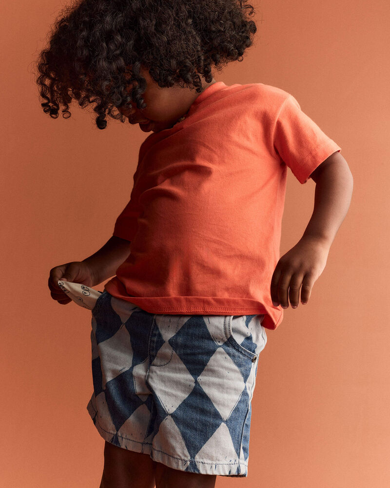 Toddler Boy Bermuda Short in Diamond Denim Print, image 4 of 7 slides