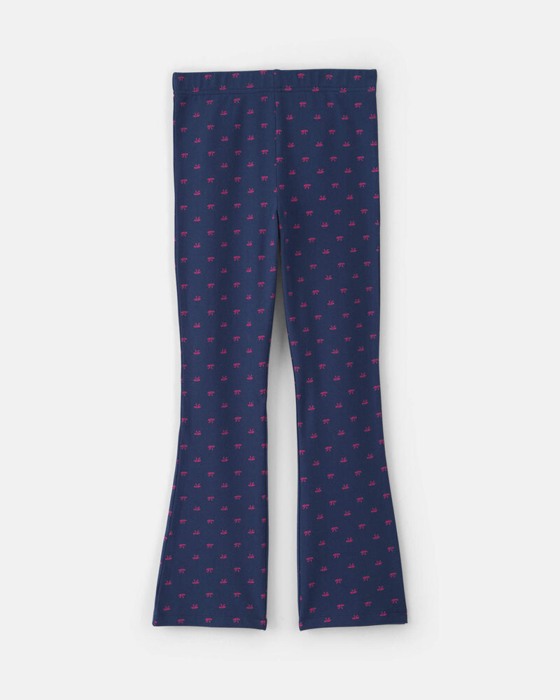Girls Bow Cotton Pull-On Stretch Leggings - Navy Blue, image 2 of 4 slides