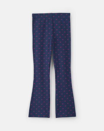Girls Bow Cotton Pull-On Stretch Leggings - Navy Blue, 