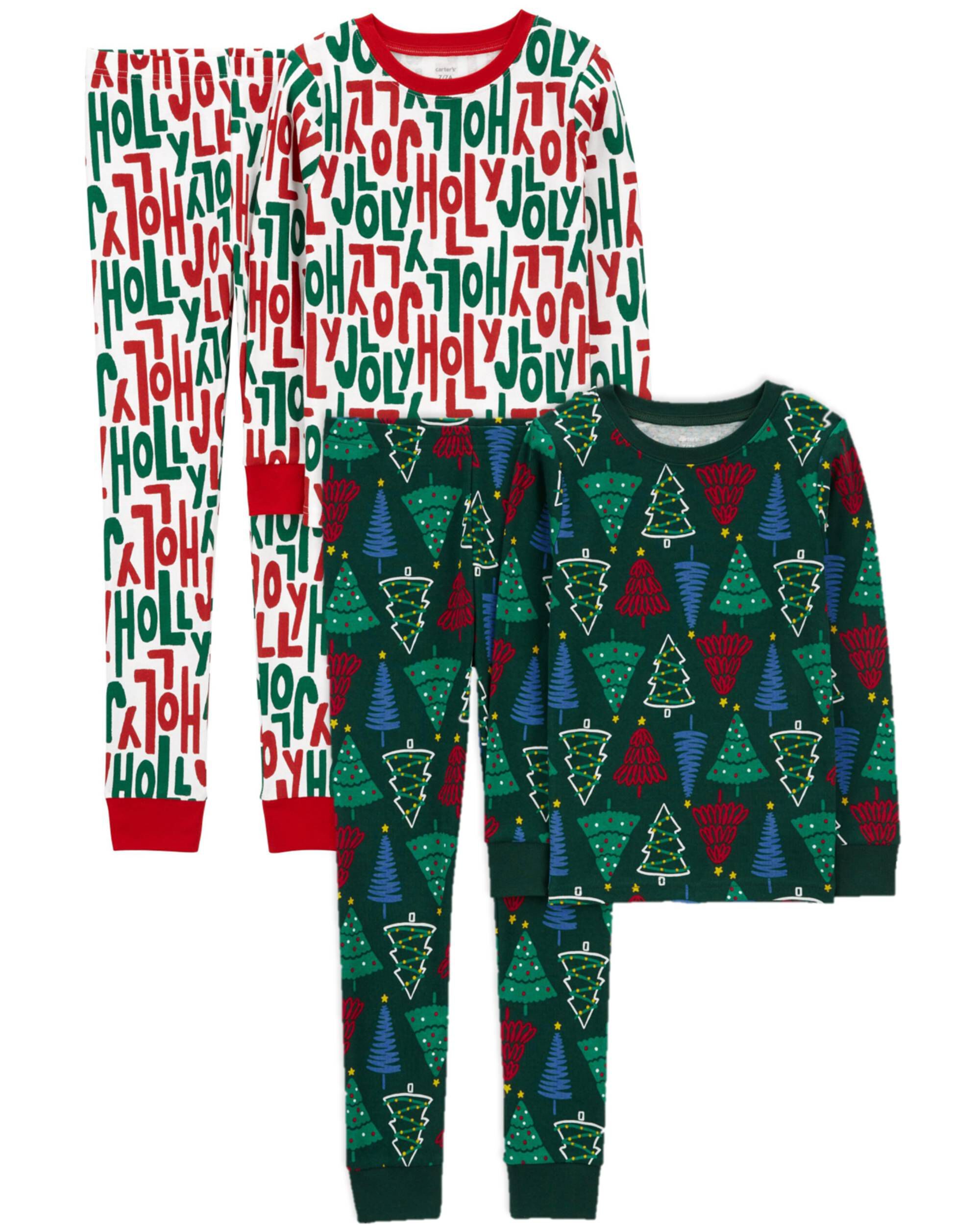 Green Red Kid 4 Piece Christmas 100 Snug Fit Cotton Pajamas Carter s Oshkosh Canada