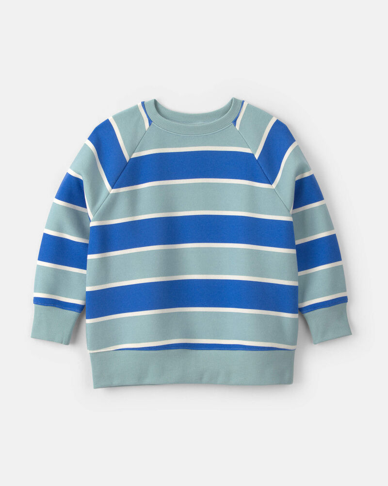 Boys Striped Fleece Pullover Sweatshirt - Blue/Grey, image 1 of 3 slides