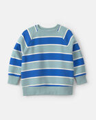 Boys Striped Fleece Pullover Sweatshirt - Blue/Grey, image 1 of 3 slides