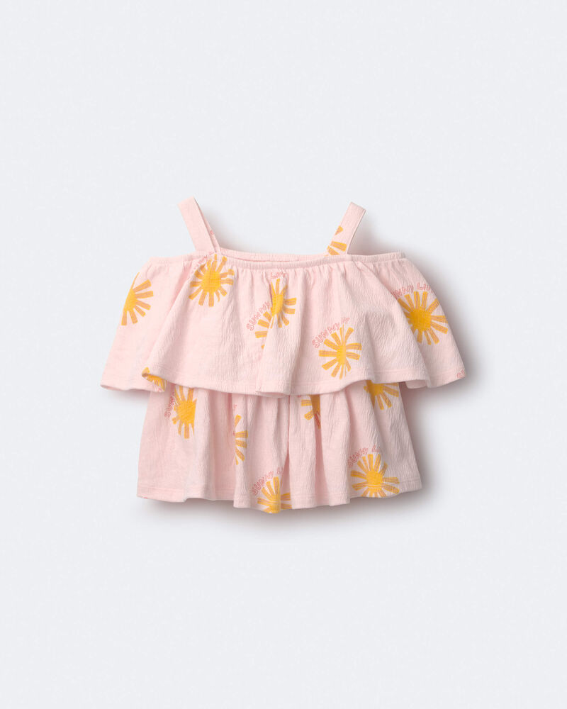 Tout-petit fille - Haut fluide &agrave; &eacute;paules d&eacute;nud&eacute;es &agrave; imprim&eacute; Rayon de soleil - Rose, image 2 sur 6 diapositives