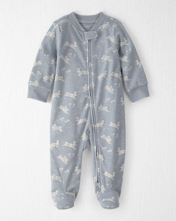 Baby Organic Cotton Sleeper Pyjama in Blue Bunnies Print, 