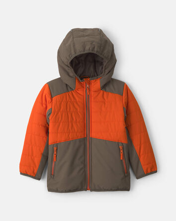 Baby Boy Quilted Mid Weight Jacket- Orange, 