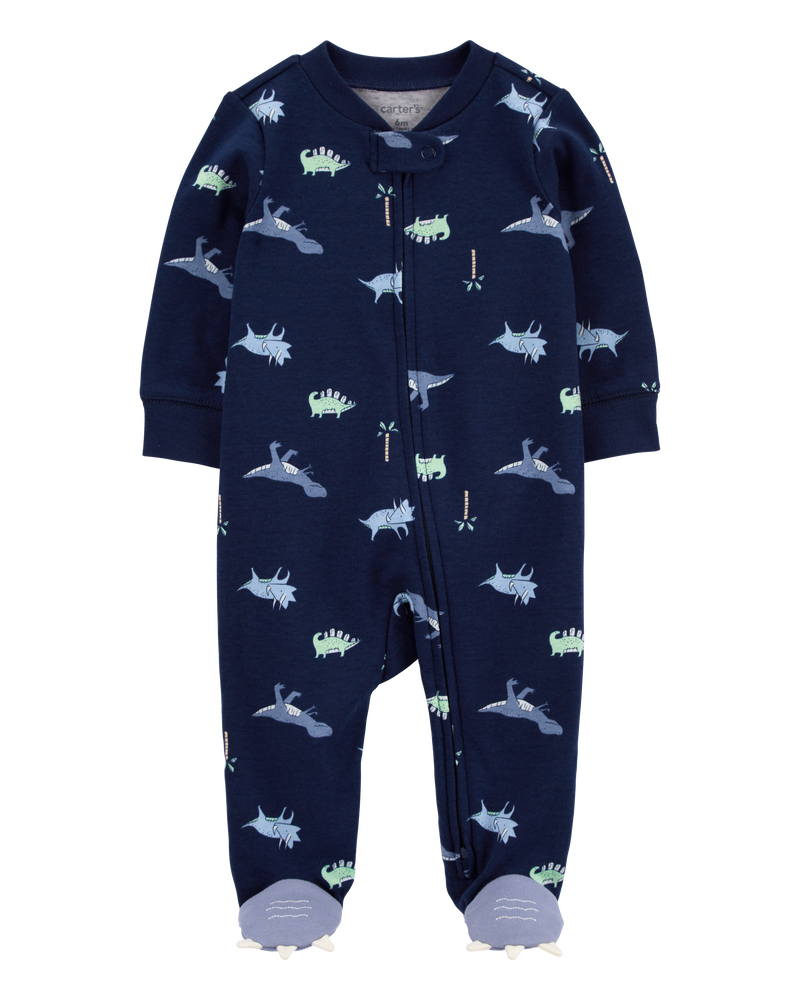 Baby Dinosaur 2-Way Zip Cotton Sleeper, image 1 of 5 slides