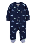 Baby Dinosaur 2-Way Zip Cotton Sleeper, image 1 of 5 slides