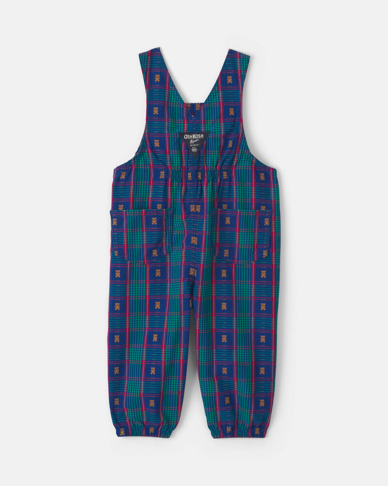 Baby Girl Plaid Bear Overalls - Blue, image 2 of 4 slides