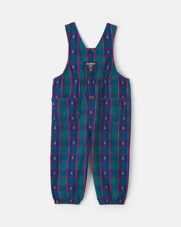 Baby Girl Plaid Bear Overalls - Blue, 