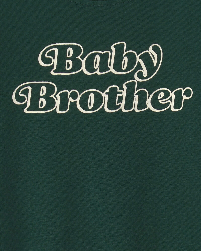 Baby Boy 'Baby Brother' Long-Sleeve Graphic Bodysuit - Green, image 2 of 3 slides