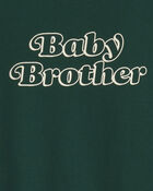 Baby Boy 'Baby Brother' Long-Sleeve Graphic Bodysuit - Green, image 2 of 3 slides