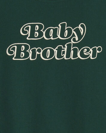 Baby Boy 'Baby Brother' Long-Sleeve Graphic Bodysuit - Green, 