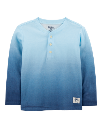 Toddler Ombre Long-Sleeve Henley Shirt -  Blue, 