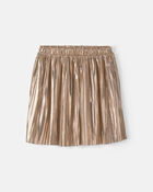 Girls Pleated Metallic Skirt - Gold, image 1 of 3 slides