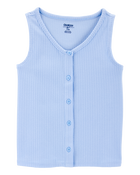 Kid Ribbed Button-Down Vest - Blue, image 1 of 3 slides
