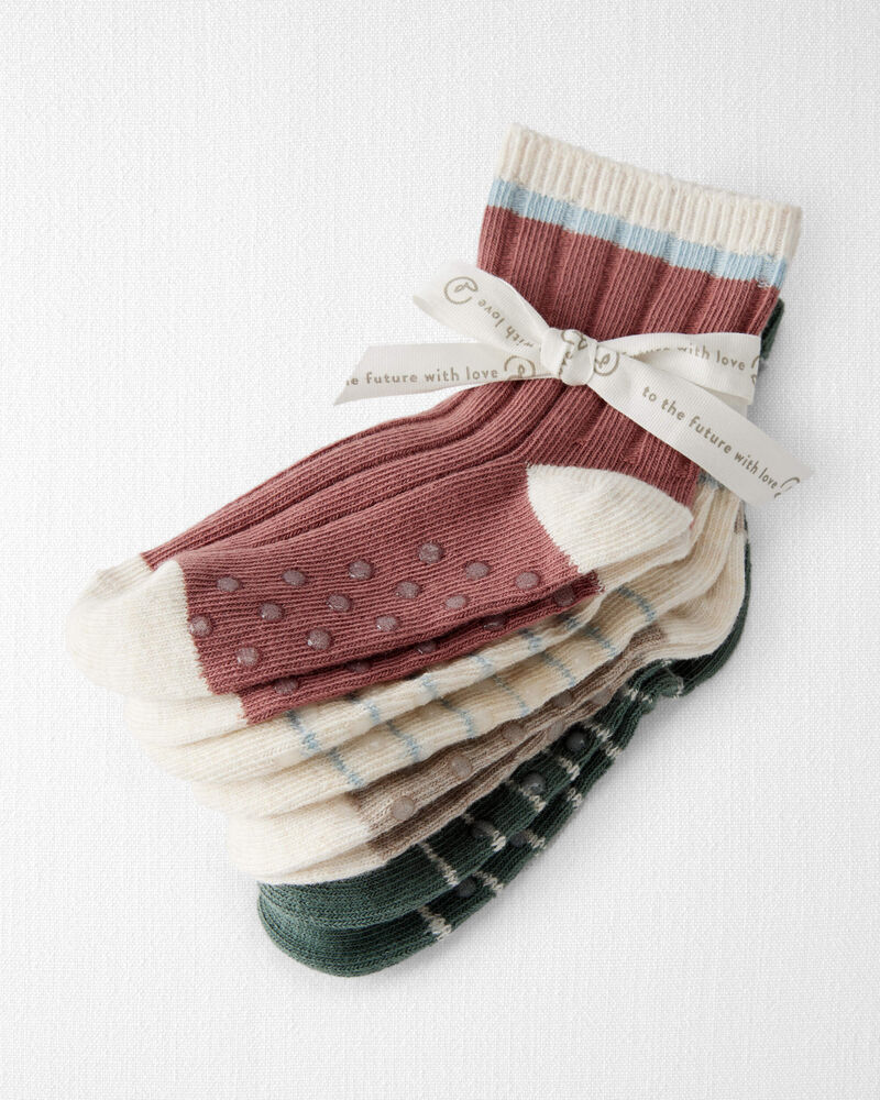 Toddler 4-Pack No-Slip Socks Made with Organic Cotton, image 2 of 3 slides