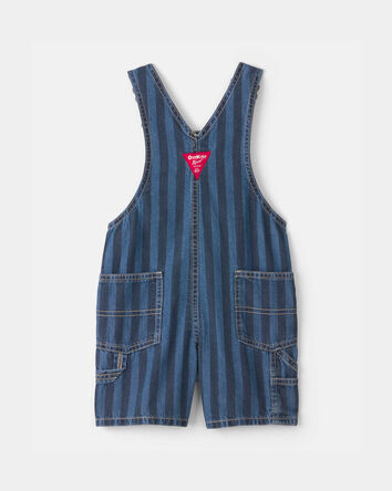 Tout-petit - Salopette courte en denim &agrave; rayures - D&eacute;lav&eacute; fonc&eacute;, 