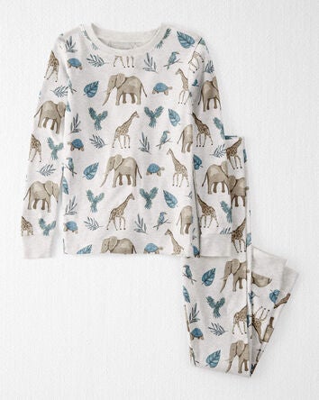 Kid 2-Piece Organic Cotton Safari-Print Pyjamas, 