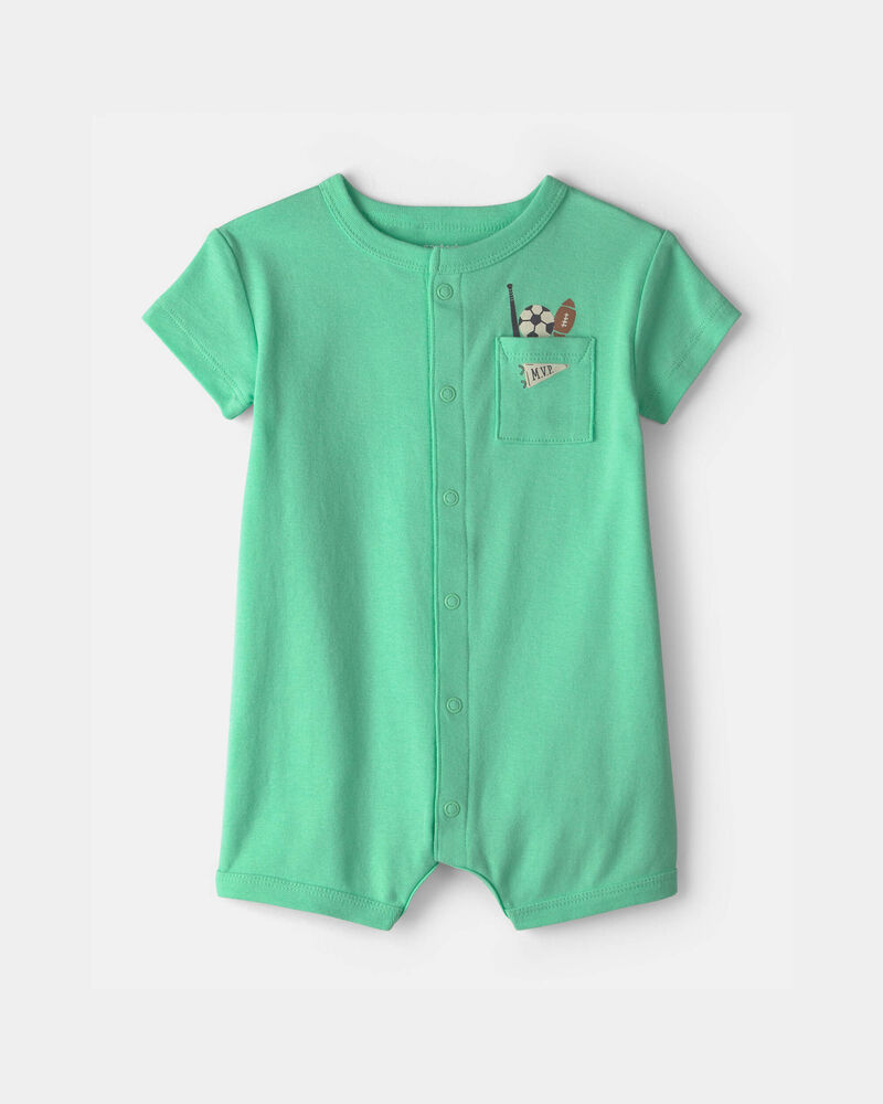 Baby Boy Sports Romper - Green, image 1 of 3 slides