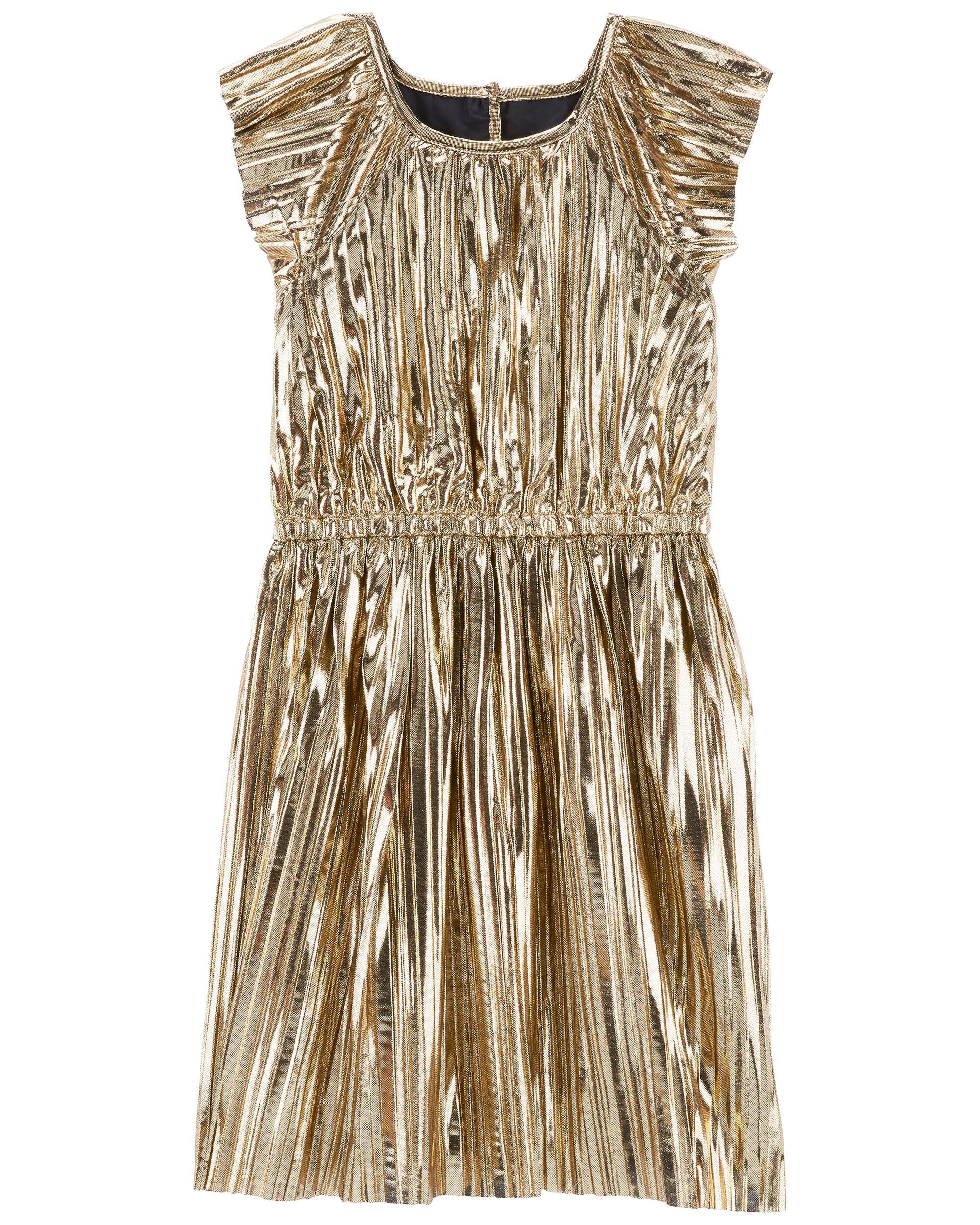 Metallic Pleated Party Dress