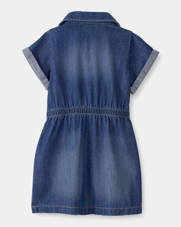 Tout-petit fille - Robe boutonn&eacute;e en denim - D&eacute;lav&eacute; fonc&eacute;, 