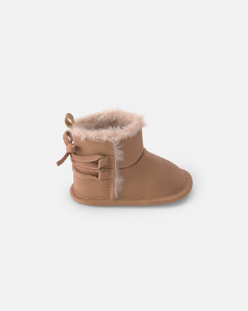 Baby Girl Teddy Fleece Boot - Brown, 