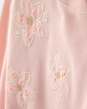 Girls Floral French Terry Pullover Sweatshirt - Pink, 